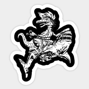 Raptor Riding Shark Sticker